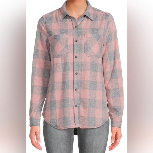 CASA CABANA, Sienna checked longline shirt, Grey and Pink, Size Medium - Picture 7 of 7